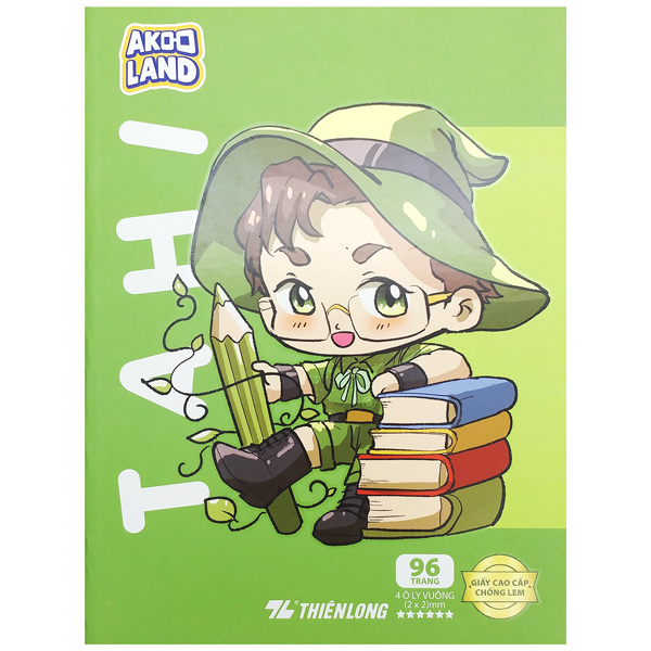 Tập Học Sinh Giấy Chống Lem - 4 Ô Ly Vuông - 96 Trang 120gsm - Thiên Long NB-121/AK - Nhân Vật Akooland Tahi