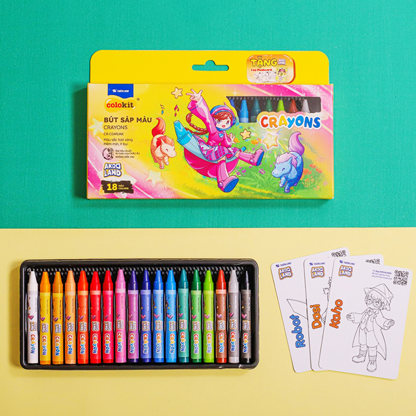 Hộp 18 Bút Sáp Màu - Phiên Bản Akooland - Colorkit CR-C049/AK
