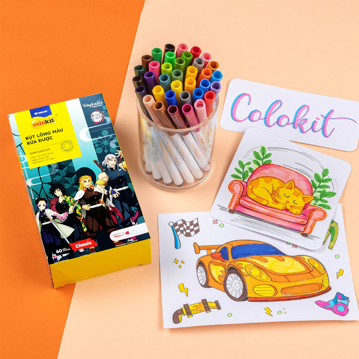 Hộp 60 Bút Lông Màu Rửa Được Washable Fiber Pen - Colokit SWM-C013/DS ...