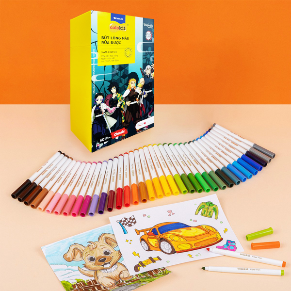 Hộp 60 Bút Lông Màu Rửa Được Washable Fiber Pen - Colokit SWM-C013/DS