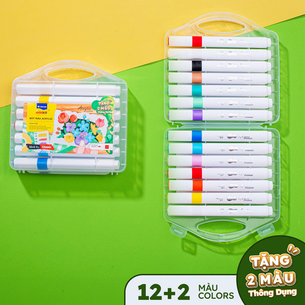Hộp 14 Bút Màu Acrylic Đầu Brush - Colokit ACM-C020