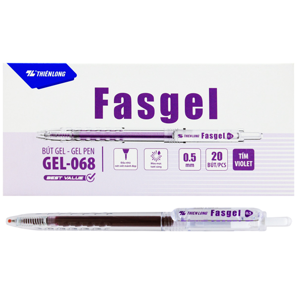 Hộp 20 Bút Gel 0.5 mm - Thiên Long Gel-068 - Mực Tím