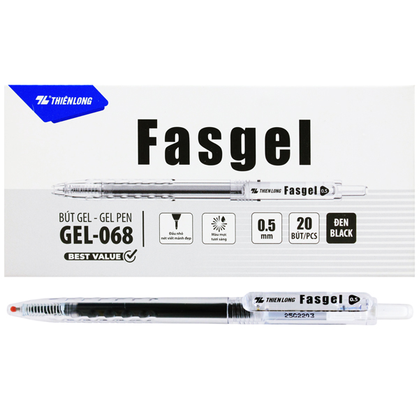 Hộp 20 Bút Gel 0.5 mm - Thiên Long Gel-068 - Mực Đen