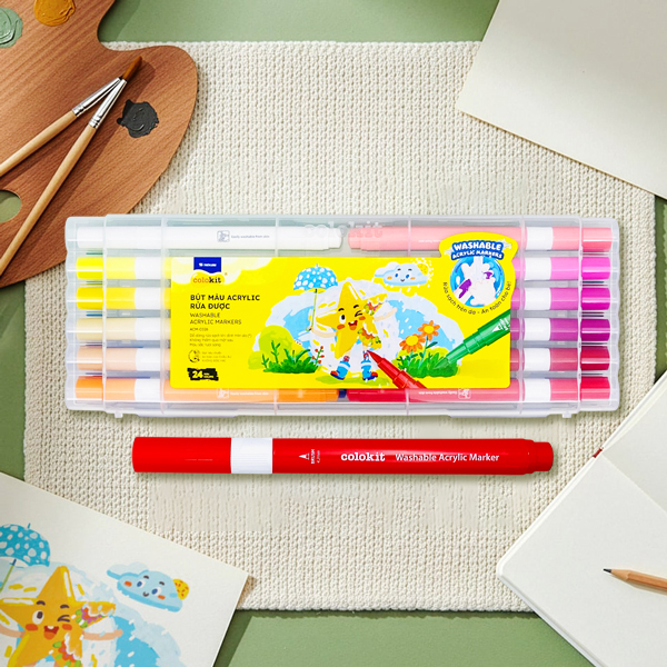 Hộp 24 Bút Màu Acrylic Rửa Được - Colokit ACM-C026