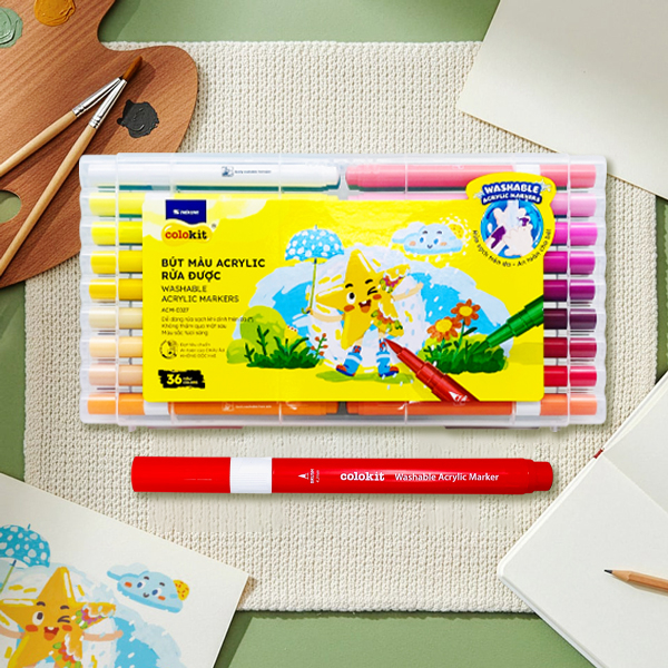 Hộp 36 Bút Màu Acrylic Rửa Được - Colokit ACM-C027