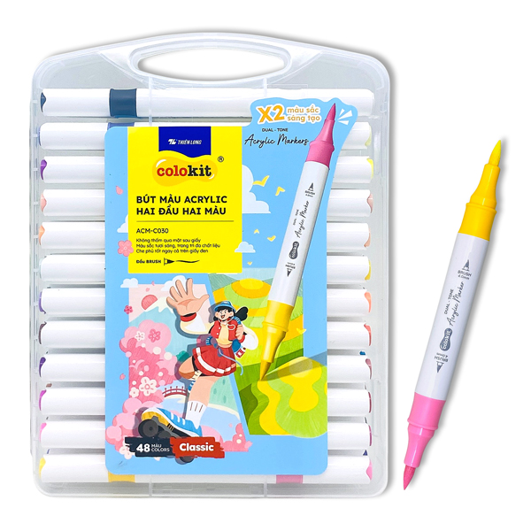 Hộp 48 Bút Màu Acrylic 2 Đầu 2 Màu - Colokit ACM-C030