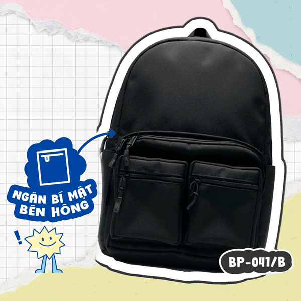 Ba Lô Học Sinh Siêu Nhẹ Me-Pack - Ngăn Laptop 14 Inch -  Thiên Long BP-041/B - Màu Đen