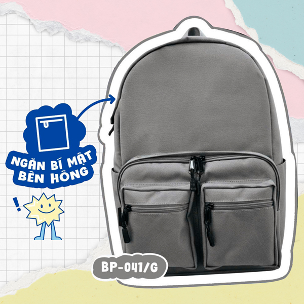 Ba Lô Học Sinh Siêu Nhẹ Me-Pack - Ngăn Laptop 14 Inch -  Thiên Long BP-041/B - Màu Xám