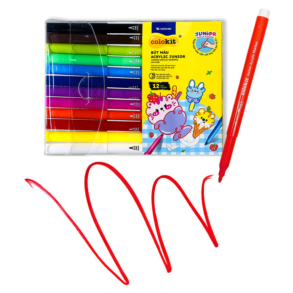 Vỉ 12 Bút Màu Acrylic Junior - Colokit ACM-C033