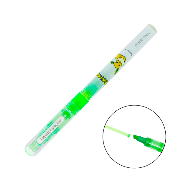 Bút Dạ Quang Pokemon - Công Nghệ Free-Ink System Mực Ra Đều Liên Tục - Thiên Long HL-020/PKM - Màu Xanh Lá