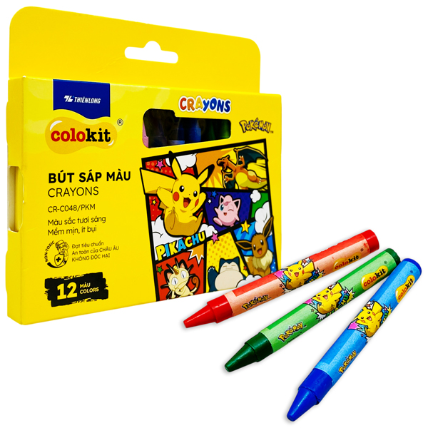 Hộp 12 Bút Sáp Màu Pikachu - Colorkit CR-C048/PKM