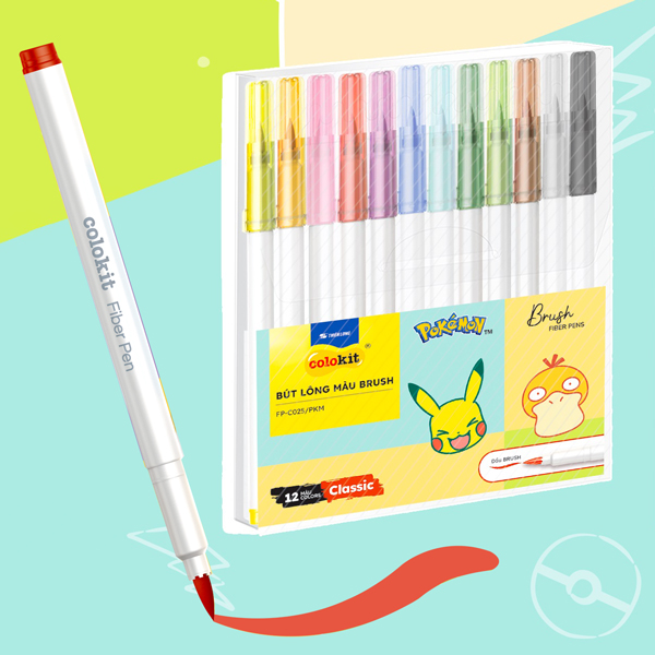 Hộp 12 Bút Lông Màu Pokemon - Colorkit FP-C025/PKM