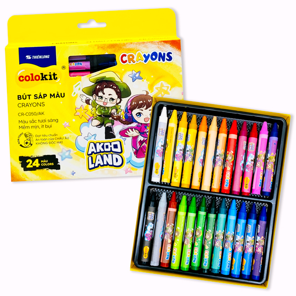 Hộp 24 Bút Sáp Màu - Phiên Bản Akooland - Colokit CR-C050/AK