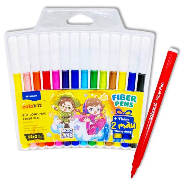 Túi 12 + 2 Bút Lông Màu - Phiên Bản Akooland - Colokit FP-C028/AK