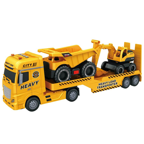 Đồ Chơi Xe Tải Chở Xe Ben Và Xe Xúc - Có Đèn Và Âm Thanh - VECTO VT68F