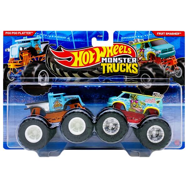 Đồ Chơi Bộ 2 Siêu Xe Monster Trucks - Hot Wheels FYJ64M - Poo Poo Platter + Fruit Smasher