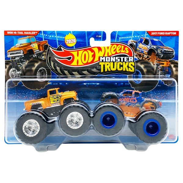 Đồ Chơi Bộ 2 Siêu Xe Monster Trucks - Hot Wheels FYJ64M - 1956 Hi-Tail Hauler + 2017 Ford Raptor
