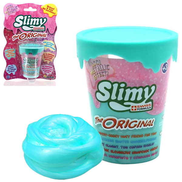 Đồ Chơi Chất Nhờn Ma Quái Slime Ánh Kim Xanh Ngọc 80g - Slimy 20271231/46078A/TE