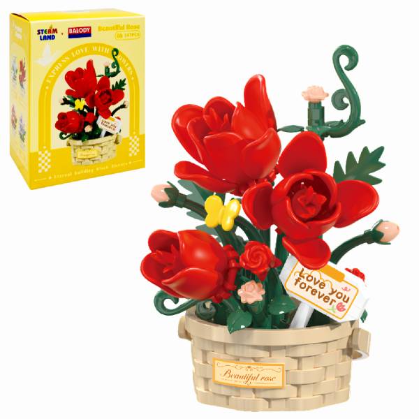 Đồ Chơi Lắp Ráp Giỏ Hoa Yêu Thương - Balody S080726 - Beautiful Rose - Hoa Hồng (147 Mảnh Ghép)