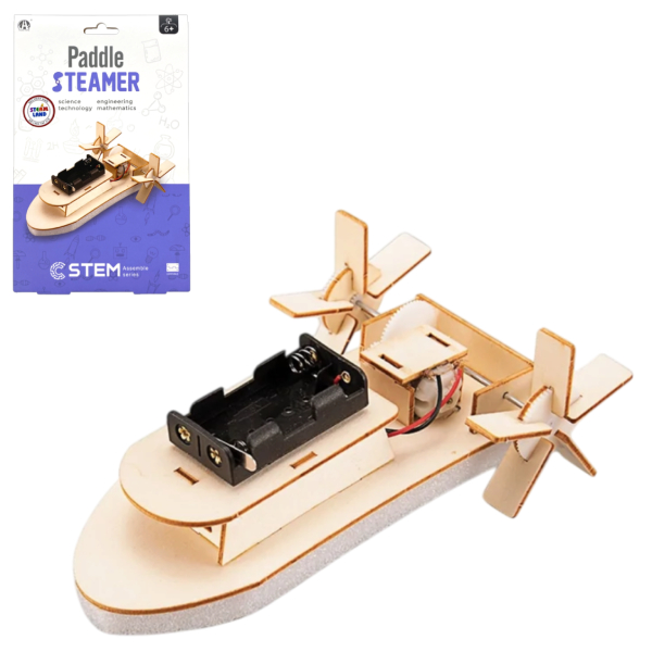 Đồ Chơi Lắp Ráp 3D STEM Bằng Gỗ - Mô Hình Tàu Hơi Nước Bánh Guồng - Chuang Huang CH2050