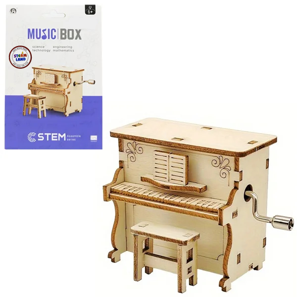 Đồ Chơi Lắp Ráp 3D STEM Bằng Gỗ - Mô Hình Hộp Nhạc - Chuang Huang CH2051