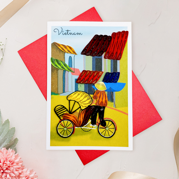Thiệp Dài Việt Nam Giấy Xoắn Cỡ Nhỏ - 10 x 15 cm - TMC - Mẫu 9