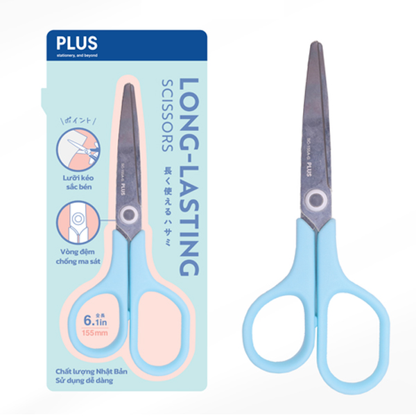 Kéo Văn Phòng Long Lasting Scissor - Plus 200-V031 - Màu Xanh Dương
