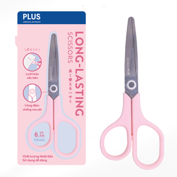 Kéo Văn Phòng Long Lasting Scissor - Plus 200-V032 - Màu Hồng