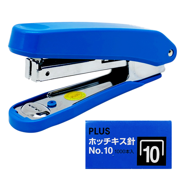 Bộ Bấm Kim Plus PS-10E 210-V005 + 2 Hộp Kim No.10 - Màu Xanh Dương