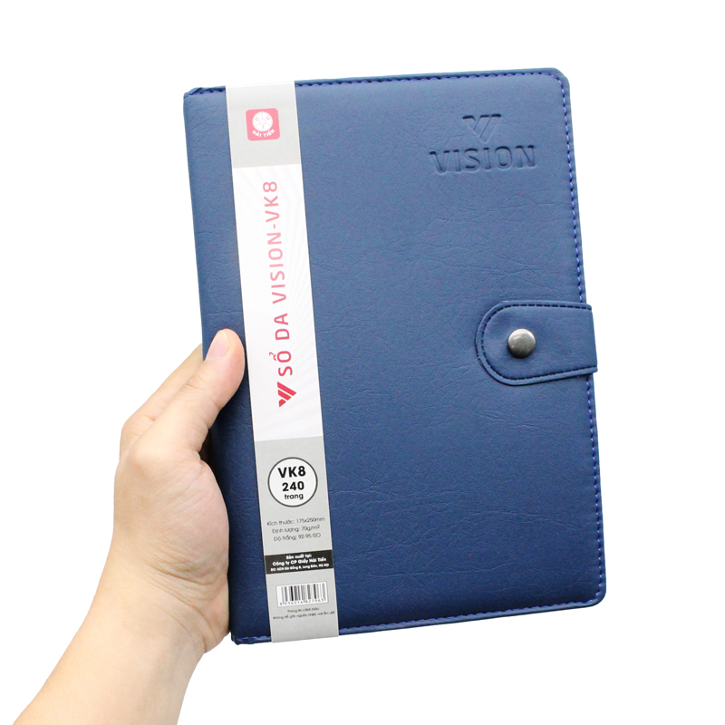 Sổ Bìa Da Có Khuy Bấm - Kẻ Ngang 240 Trang 70gsm - Vision VK8 - Hải ...