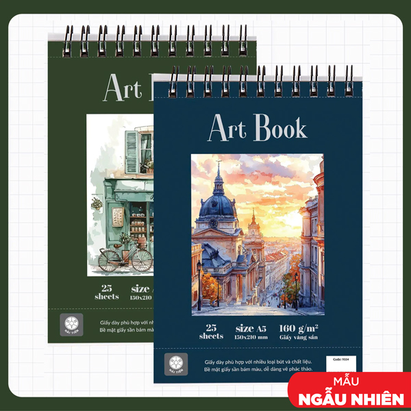 Sổ Vẽ Art Book A5 - 50 Trang 160gsm - Giấy Vàng Sần - Hải Tiến (Mẫu Màu Giao Ngẫu Nhiên)