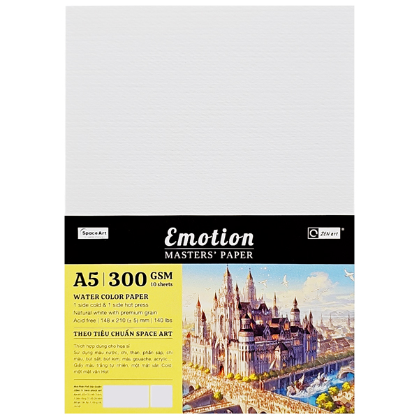 Giấy Vẽ Màu Nước Emotion A5 - 10 Tờ 300gsm - Zen Art 8463