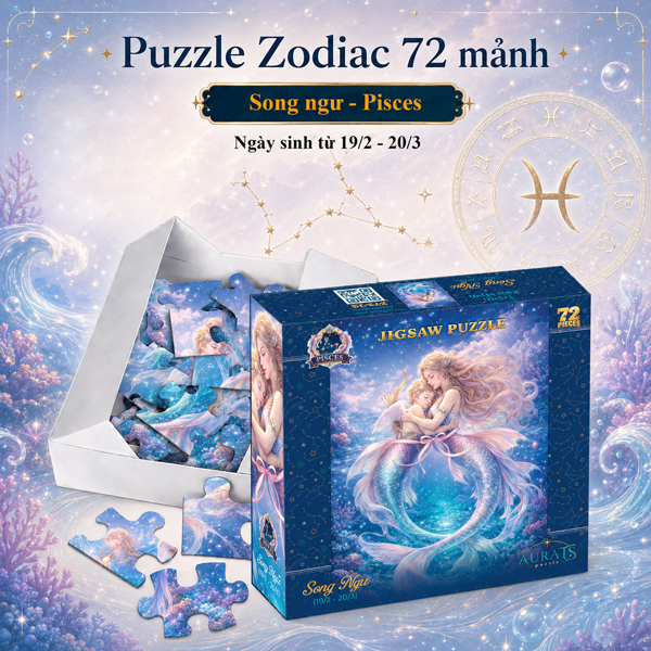 Đồ Chơi Xếp Hình Puzzle Zodiac - Tia Sáng Z72-12 (72 Mảnh Ghép) - Cung Song Ngư - Pisces