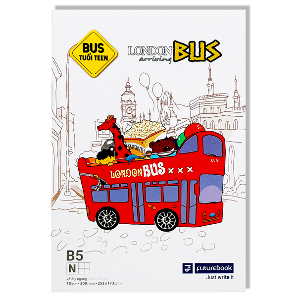 Tập Teen Bus B5 - Ô Ly Ngang - 200 Trang 70gsm - futurebook DK.232 - Mẫu 1
