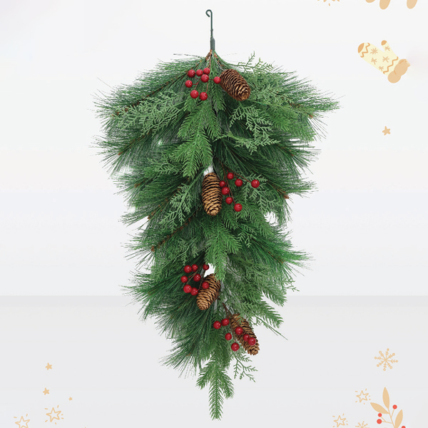 Nhánh Lá Gắn Trái Thông Và Trái Đỏ - Trang Trí Noel 76 cm - Chaang Chiia LP-BR