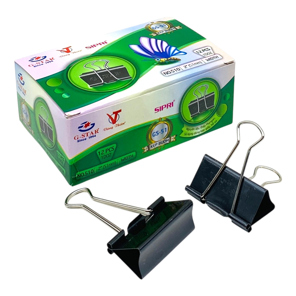 Hộp 12 Kẹp Bướm 51mm - G-star 510 (Mẫu Bao Bì Giao Ngẫu Nhiên)