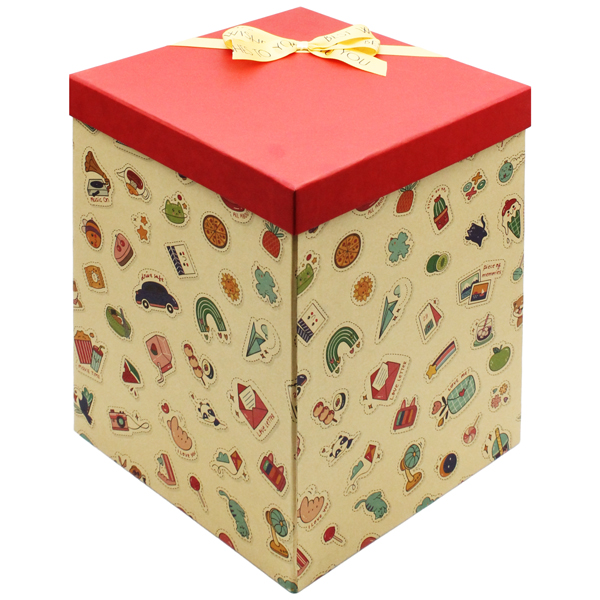Hộp Quà Vuông Trụ Giấy Đính Nơ - Size 25 x 35 cm - Linh Lan - Mẫu 1