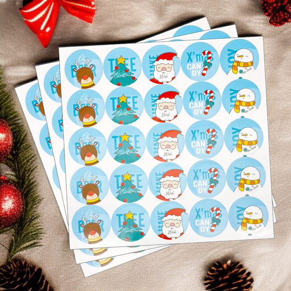 Sticker Giáng Sinh Tròn Lớn - Linh Lan (48 Cái/Xấp) - Mẫu 4 - FAHASA.COM