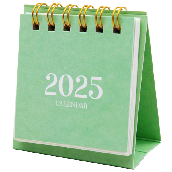 Lịch Lò Xo Để Bàn Mini 2025 - Size XS - 7 x 6.5 cm - Linh Lan - Màu Xanh Lá