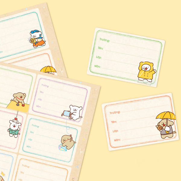 Bộ 24 Nhãn Vở D - 7 x 4.7 cm - Linh Lan - Cute Dog