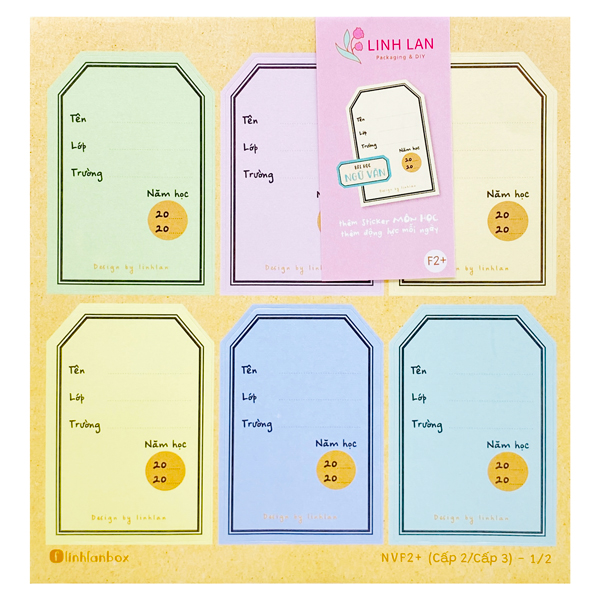 Bộ 24 Nhãn Vở Kèm Sticker Môn Học Cấp 2, 3 - Linh Lan NVF2+-01626