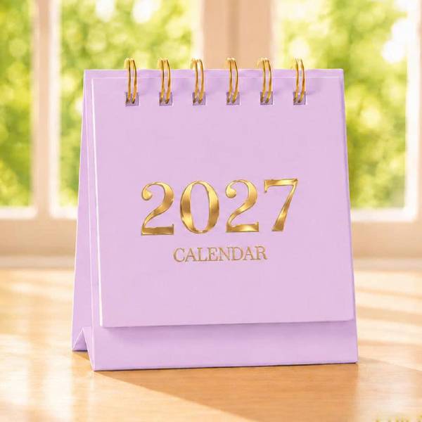Lịch Để Bàn Mini - Size XS - 6.5 x 7 cm - Linh Lan 2027-LL - Màu Tím