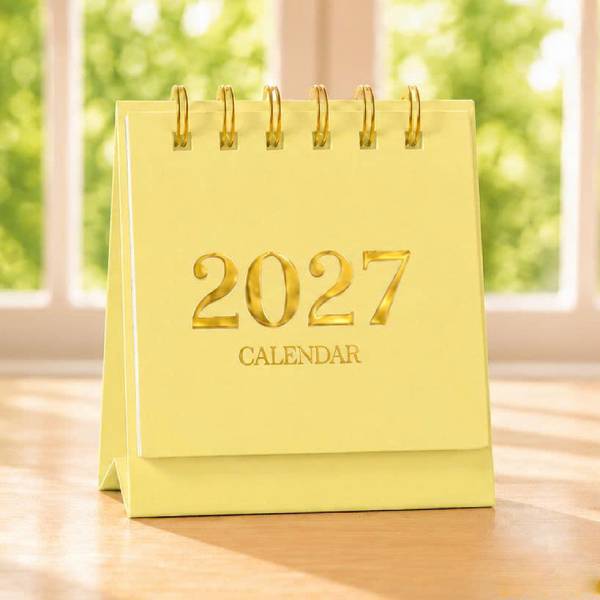 Lịch Để Bàn Mini - Size XS - 6.5 x 7 cm - Linh Lan 2027-LL - Màu Vàng