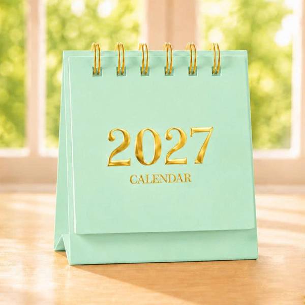 Lịch Để Bàn Mini - Size XS - 6.5 x 7 cm - Linh Lan 2027-LL - Màu Xanh Mint