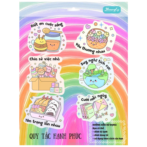 Bộ 6 Quy Tắc Hạnh Phúc Có Nam Châm - Nam Châm Tủ Lạnh - Blueangel