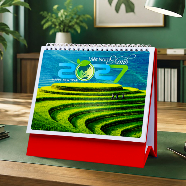 Lịch Bàn Chữ A 2027 - Việt Nam Xanh - 20 x 16 cm - Phương Nam PN06