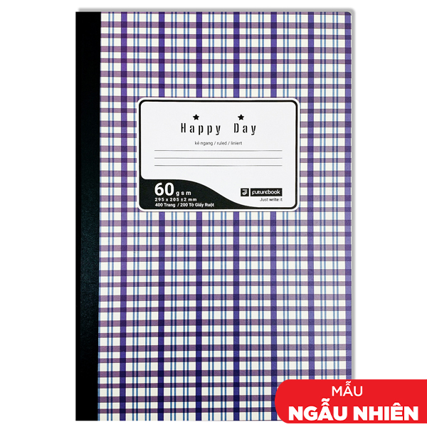 Sổ Bìa Bồi Happy Day A4 - Kẻ Ngang - 400 Trang 60gsm - futurebook BB.400 (Mẫu Bìa Giao Ngẫu Nhiên)