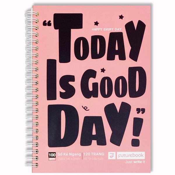 Sổ Lò Xo Bìa Mềm Good Day A5 - Kẻ Ngang - 120 Trang 100gsm - Futurebook - Màu Hồng