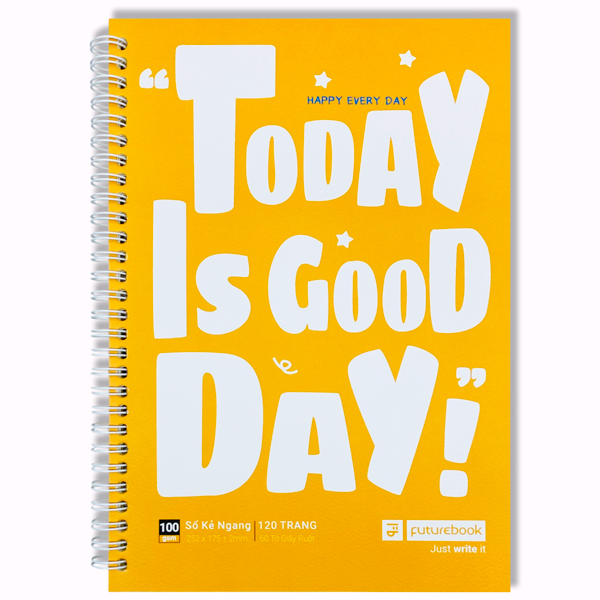 Sổ Lò Xo Bìa Mềm Today Is Good Day B5 - Kẻ Ô Vuông - 120 Trang 100gsm - futurebook LM810 -0 - Màu Vàng