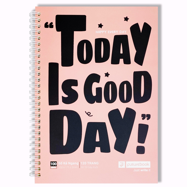 Sổ Lò Xo Bìa Mềm Today Is Good Day B5 - Kẻ Ô Vuông - 120 Trang 100gsm - futurebook LM810 - Màu Hồng